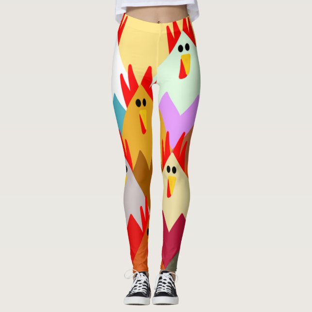 KVilt-Inspired Chickens  Leggings (Framsida)