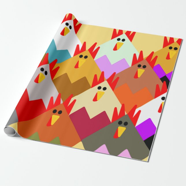 KVilt-Inspired Chickens Presentpapper (Utrullad)