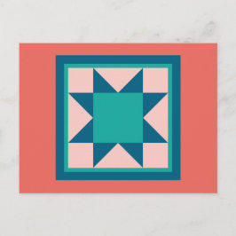 KVilt vykort - Sawtooth Star (teal/lax)