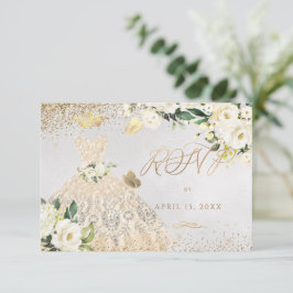 Kvinceanera OSA Guld Glitter Gown-inbjudan Inbjudningar