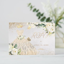 Kvinceanera OSA Guld Glitter Gown-inbjudan Inbjudningar