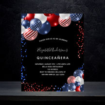 Kvinceanera patriotisk svart inbjudan