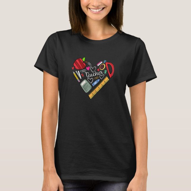 KVINENLÄRARE Lärar Heart Graphics Teacher Day T Shirt (Framsida)