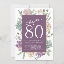 Kvinens 80:e födelsedagstid Blommigt Party Inbjudningar