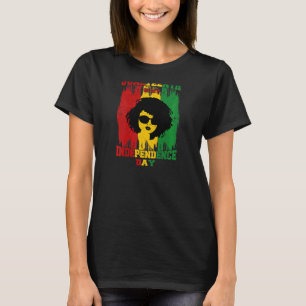 Kvinens Afro Woman Junetelfte är min självständigh T Shirt