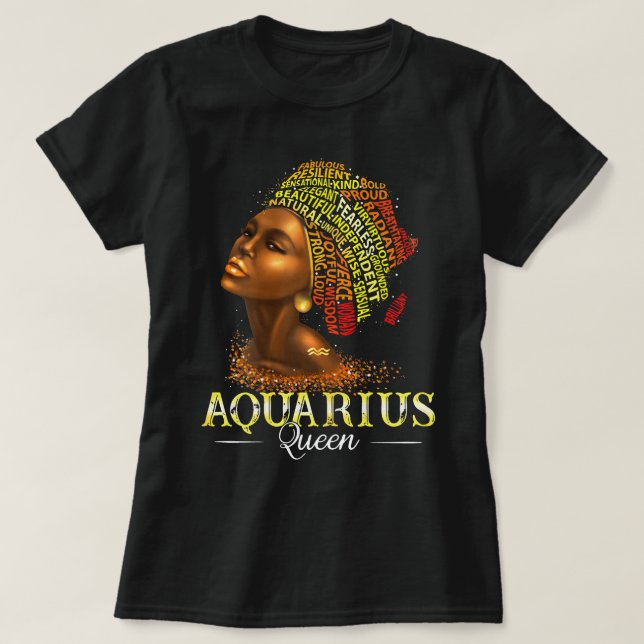 Kvinens Aquarius Queen Womens Birth Date Symbol .. T Shirt (Design framsida)