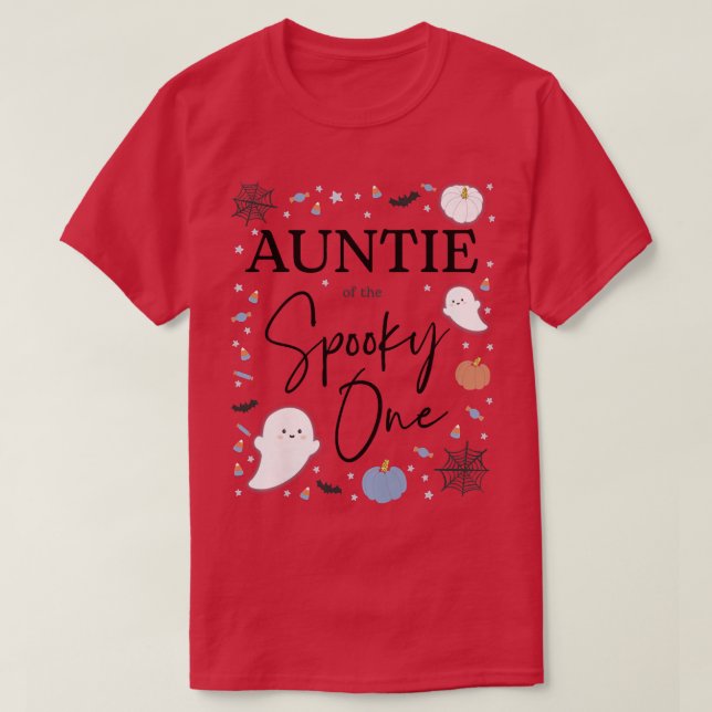 Kvinens Auntie of the Spooky One First Birthday Bo T Shirt (Design framsida)