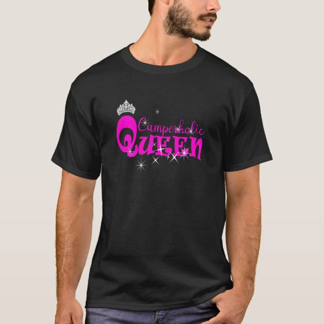 Kvinens Camperalkoholdrottning Camping Queen with  T Shirt (Framsida)