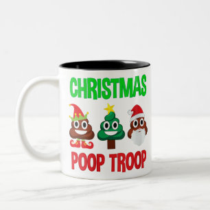 Kvinens christmas poop troop poop emoji Två-Tonad mugg