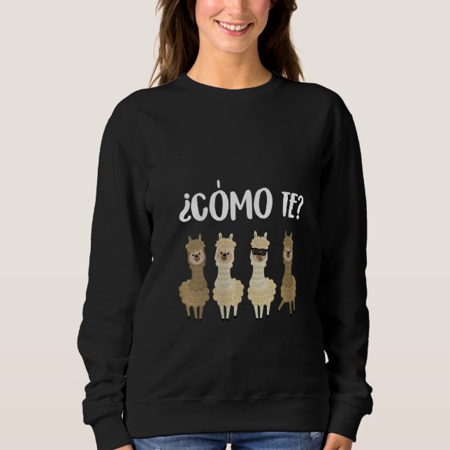Kvinens Funny Spanska Alpaca Cousins Syskon Como T Shirt (Framsida)