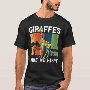 Kvinens Giraffes gör mig till Lycklig Giraffe Älsk T Shirt