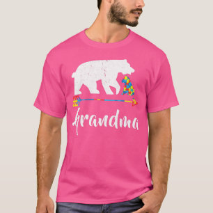 Kvinens Grandma Bear Autism Awareness Proud Autism T Shirt