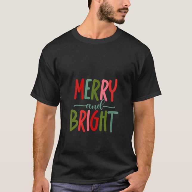 KVINENS Merry and Bright jul Ljus Family XM T Shirt (Framsida)
