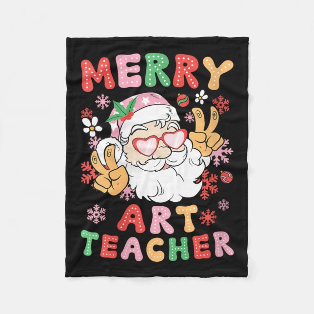 Kvinens Merry Art Teacher jul Art Teaching Xm Fleecefilt (Framsidan)