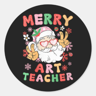 Kvinens Merry Art Teacher jul Art Teaching Xm Runt Klistermärke