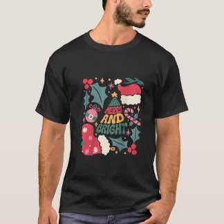 Kvinens Merry och Bright Aesthetic Boho jul R T Shirt