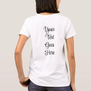 Kvinens TShirt-text på baksidan Skriv ut handskriv T Shirt