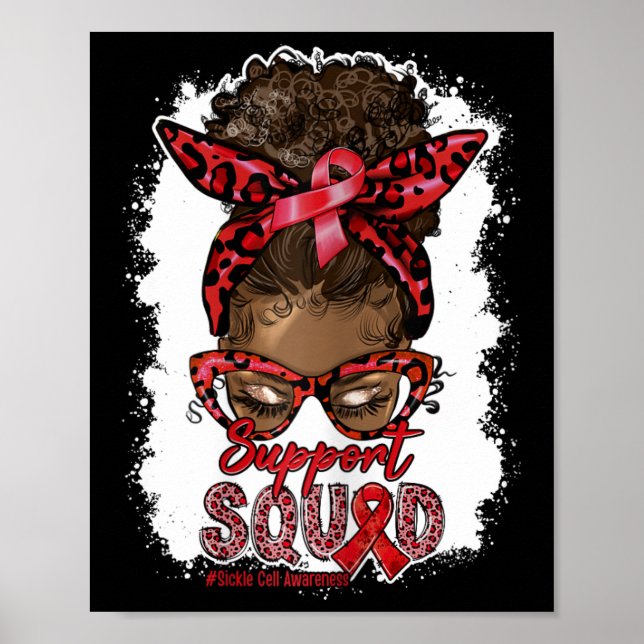 Kvinenssupport Squad Afro Messy Bun Leopard Sickle Poster (Framsidan)