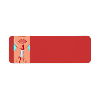 kvinna716 WOMAN RED LIPSTICK MODE STIL SALON BE Returadress Etikett