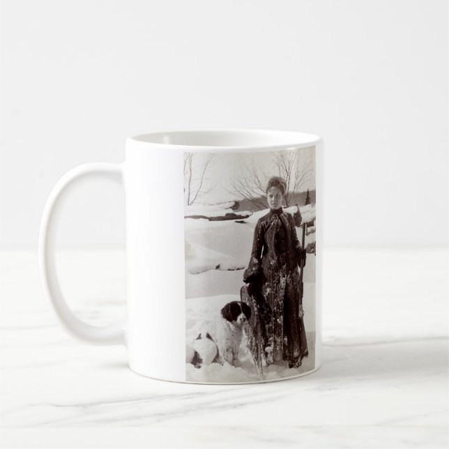 Kvinna 1890 och henne Brittany jakthund Kaffemugg (Vänster)