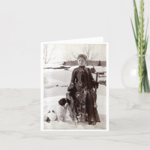 Kvinna 1890 och henne Brittany jakthund Kort