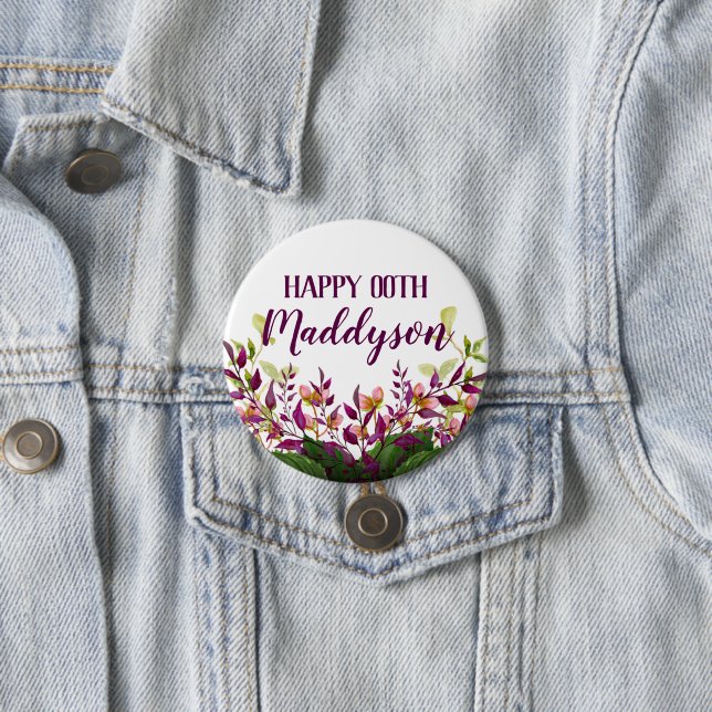 Kvinna 21st 30th 40th 50th 60th 70th för blommigt knapp (In Situ)