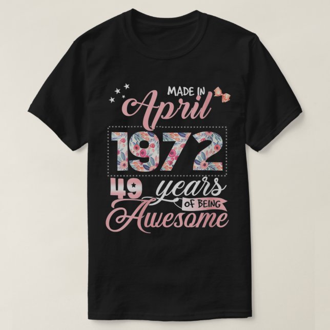 Kvinna 49:e födelsedag Blommigt Gift for Womens Bo T Shirt (Design framsida)