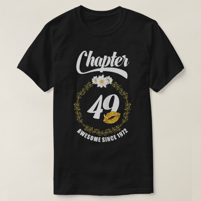 Kvinna 49:e födelsedagen Läppar 1972 Kapitel 49 T Shirt (Design framsida)
