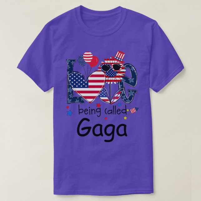 Kvinna 4:e juli Kärlek vid namn Gaga Sunflowe T Shirt (Design framsida)