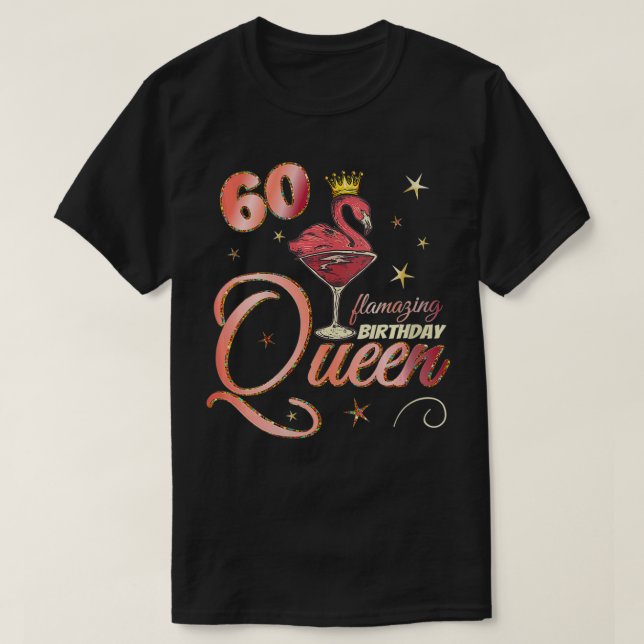 Kvinna 60:e födelsedag, flamingogåvor i 60 år o t shirt (Design framsida)