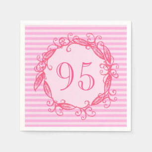 Kvinna 95th födelsedag härliga rosa Swirly Pappersservett