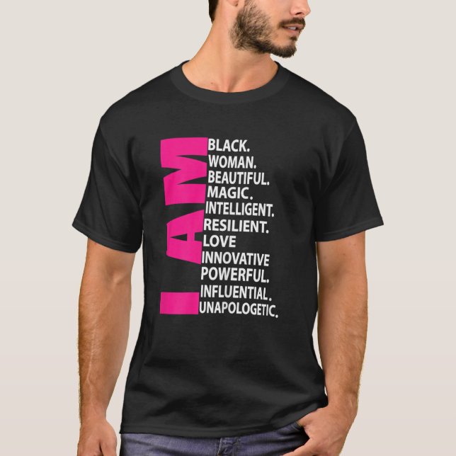 Kvinna Afro Girl Jag är Black Woman Benice Magic T Shirt (Framsida)