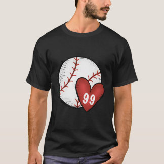 Kvinna Anpassningsbar Baseball Mamma 99 hjärta för T Shirt