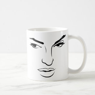 Kvinna ansikte kaffemugg
