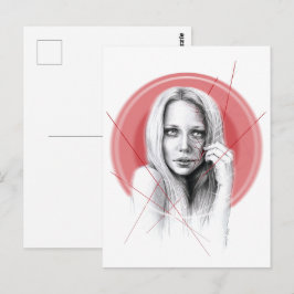 Kvinna ansikte med Red halo Creepy BeSnygg Mörk Ar Vykort