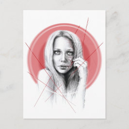 Kvinna ansikte med Red halo Creepy BeSnygg Mörk Ar Vykort