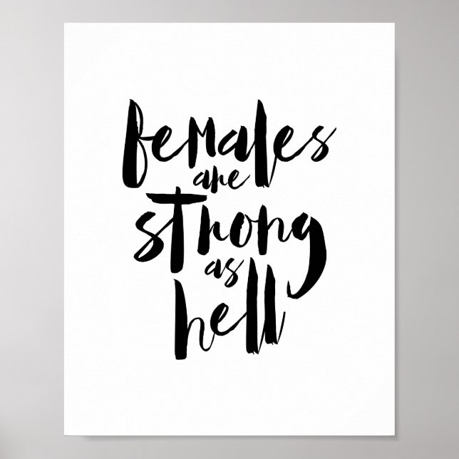 KVINNA är starka som helvetet, feminismens motivat Poster (Framsidan)