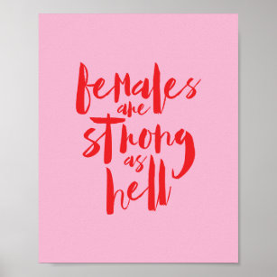KVINNA är starka som helvetet, feministisk rosa oc Poster