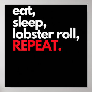 Kvinna Ät Lobster Roll Upprepa Maine Lobster Poster