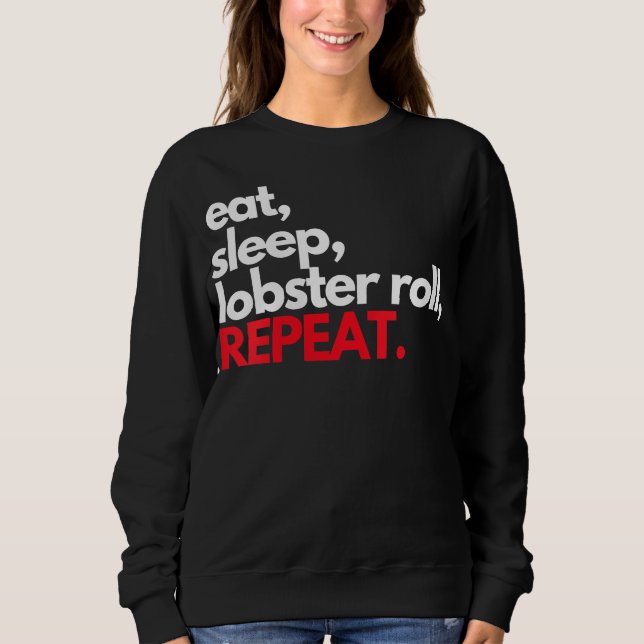 Kvinna Ät Lobster Roll Upprepa Maine Lobster T Shirt (Framsida)