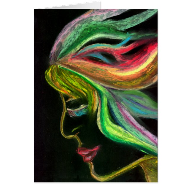 Kvinna av det ljusa kortet hälsningskort (Framsidan)