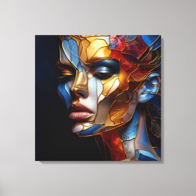 Kvinna av glaset - harmoni i glas och hud canvastryck (Framsida)