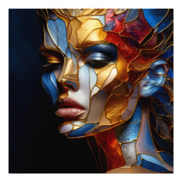 Kvinna av glaset - harmoni i glas och hud fototryck