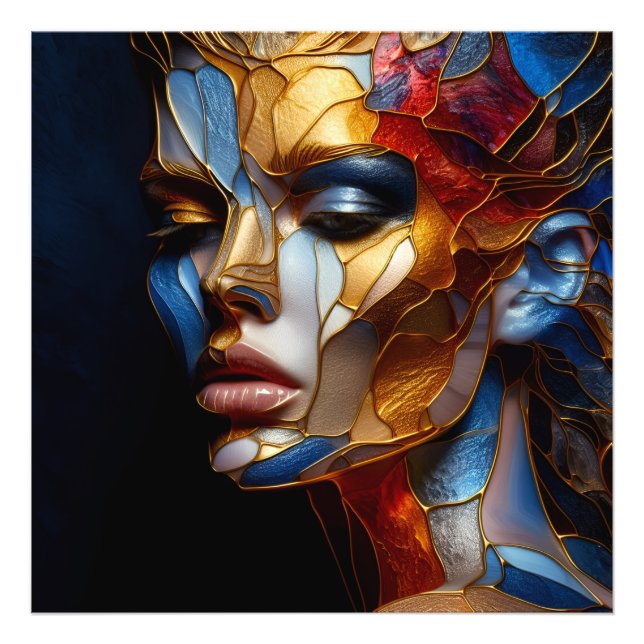 Kvinna av glaset - harmoni i glas och hud fototryck (Framsidan)