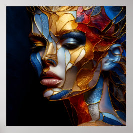 Kvinna av glaset - harmoni i glas och hud poster