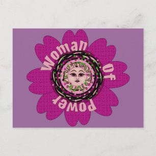 Kvinna Av Kraft Blomma Vykort