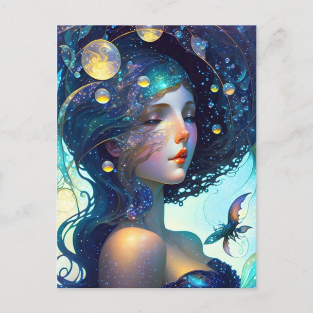 Kvinna av stjärnorna vykort (Framsida)