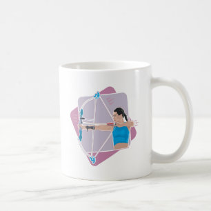 Kvinna bågskytte kaffemugg