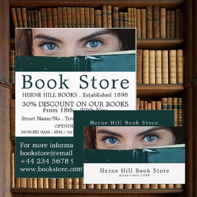 Kvinna bakom Bok, Bok Store-reklam Flygblad (Skapare uppladdad)