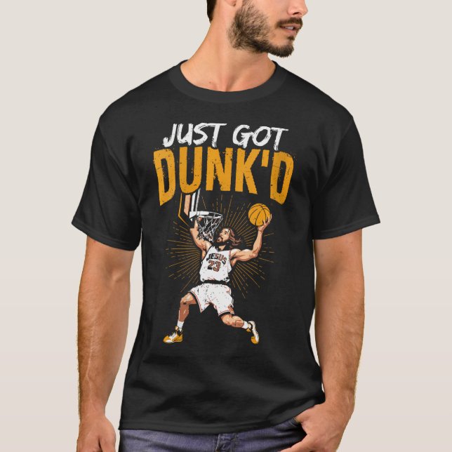 Kvinna bara Har Dunk D Basketball Jesus T Shirt (Framsida)